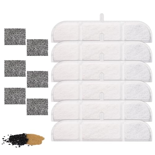 lasuroa 6stk Katzenbrunnenfilter, Katzenbrunnenfilter für DownyPaws Akku-Katzenbrunnen 2,5 L mit 6 Katzenbrunnenfilterschwämmen Haustierbrunnenfilter Ersatz von lasuroa