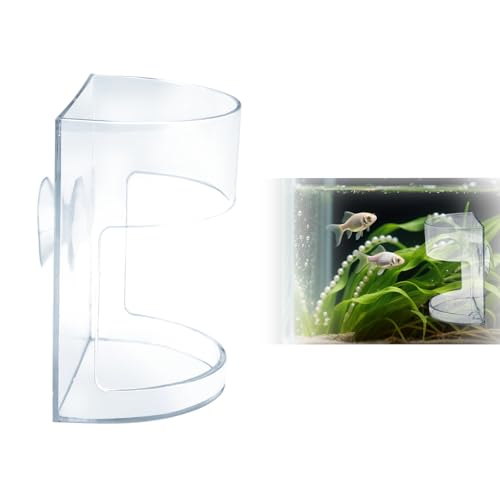 Fischfutter Automat, Transparente Fischfutterspender Schwimmend & Sinkend Futterautomat Aquarium Halter Spender mit Saugnäpfen für die Fütterung von Schildkröten Garnelen (Halbbogen) von lasuroa
