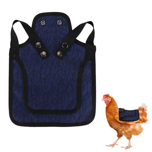 Hühnersattel für Hühner, 19cm Polyester Hühnerschürzen mit Verstellbarem Riemen Hühnersattel Rückenschutz Geflügelzubehör (Dunkelblau) von lasuroa