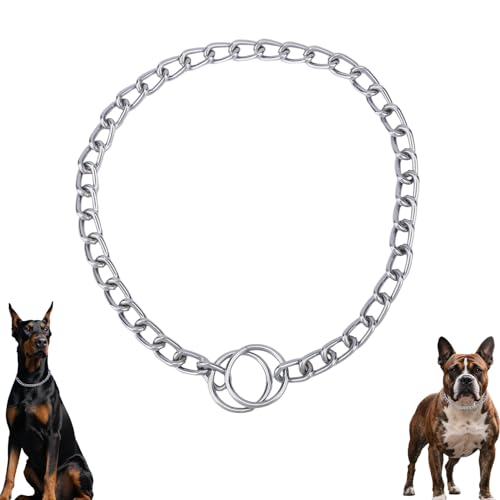 Silbernes Hundehalsband mit Schlupfkette aus Robustem Metall, Martingal-Trainingshalsband für Hunde Kleiner Mittelgroßer und Großer Rassen (Größe M) von lasuroa