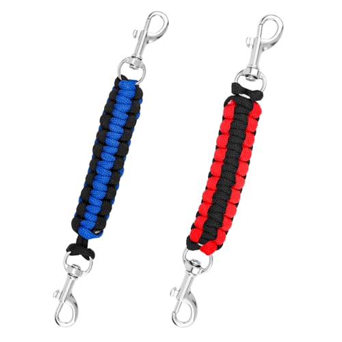 lasuroa 2stk Zinken-Halsband Sicherheitsclip, 17,4x2cm 360° Drehend Sicherheits-Hundehalsband Riemen Hundeleine Verlängerung Doppelclip Haustier Zubehör zum Verbinden von Hundegeschirr (Rot, Blau) von lasuroa