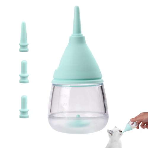 lasuroa Kätzchenflaschen zum Stillen, mit 3 Austauschbaren Silikon Nippeln Welpen Stillflaschen Erstickungssicher Wiederverwendbare Kätzchenflaschen Futterspender Zubehör für Neugeborene Haustiere von lasuroa