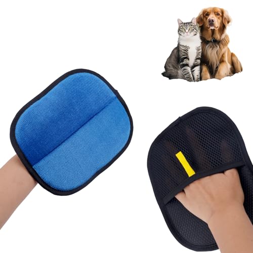 lasuroa Zweiseitige Haustier Pflegehandschuhe, Vielseitige Statische Haarentferner Handschuhe Wiederverwendbare Katzenpflege Handschuhe für Teppiche Couch Kleidung & Möbel (Blau) von lasuroa