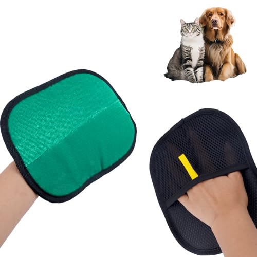 lasuroa Zweiseitige Haustier Pflegehandschuhe, Vielseitige Statische Haarentferner Handschuhe Wiederverwendbare Katzenpflege Handschuhe für Teppiche Couch Kleidung & Möbel (Grün) von lasuroa