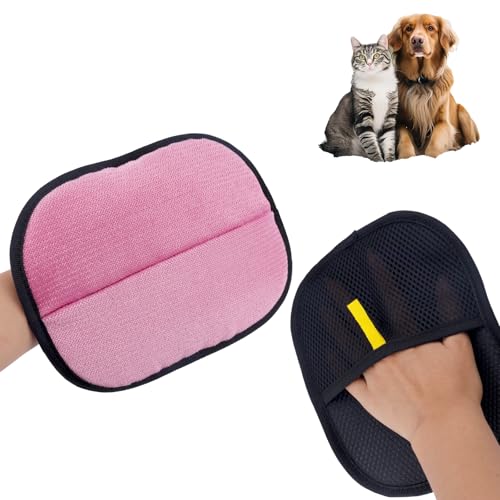 lasuroa Zweiseitige Haustier Pflegehandschuhe, Vielseitige Statische Haarentferner Handschuhe Wiederverwendbare Katzenpflege Handschuhe für Teppiche Couch Kleidung & Möbel (Rosa) von lasuroa