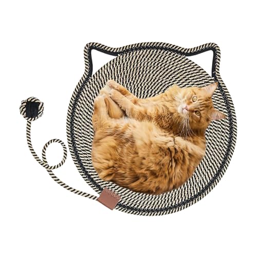 laxreheye Kratzpolster für Katzen, horizontaler Katzenkratzer,Runde horizontale Kratzmatte mit Spielzeug - Haustierzubehör für Innenkätzchen, Katzenbett für Mahlen von Krallen laxreheye Kratzpolster für Katzen, horizontaler Katzenkratzer,Runde horizontale Kratzmatte mit Spielzeug - Haustierzubehör für Innenkätzchen, Katzenbett für Mahlen von Krallen von laxreheye