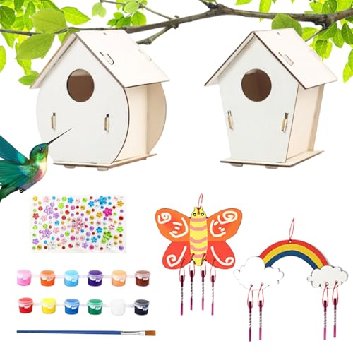 laxreheye Nistkasten aus Holz zum Basteln, Vogelhaus – Das Nistkasten-Set aus Holz enthält Farben und Pinsel, eines zum Zusammenbauen, 2 Teile, Spielzeug laxreheye Nistkasten aus Holz zum Basteln, Vogelhaus – Das Nistkasten-Set aus Holz enthält Farben und Pinsel, eines zum Zusammenbauen, 2 Teile, Spielzeug von laxreheye