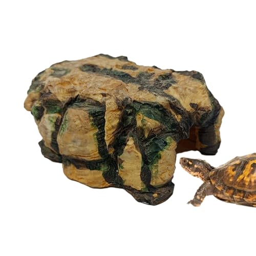 laxreheye Reptilienversteck, Schildkrötenhöhle | Rock Gecko Versteck | Harzaquarium -Tankdekoration, Reptilienlebensraumdekoration für Echsenschildkrötenfrosch von laxreheye