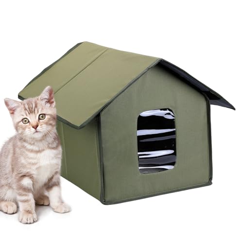 Katzenhaus im Freien | Tierheim für streunende Katzen,Isoliertes, einfach zu verwendendes Oxford-Tuch, warm mit waschbarem Kissen, Katzenhaus für draußen in der Gemeinschaft Layue von layue