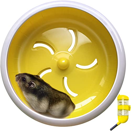 Hamsterrad, geräuschloses Hamsterrad, geräuschloses Spinner, leises Hamsterrad, sehr geräuschloses Hamsterrad, für Hamster, Rennmäuse, Mäuse, kleine Haustiere, 17,5 cm (17,5 cm) Spinner (gelb) von lazYYzal