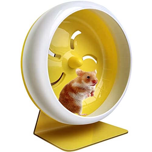 Hamsterrad, geräuschloses Hamsterrad, leiser Spinner, leises Hamsterrad, super-leises Hamster-Trainingsrad, verstellbarer Ständer, kleines Haustier, 17.8 cm (7 Zoll) (Gelb) ) von lazYYzal