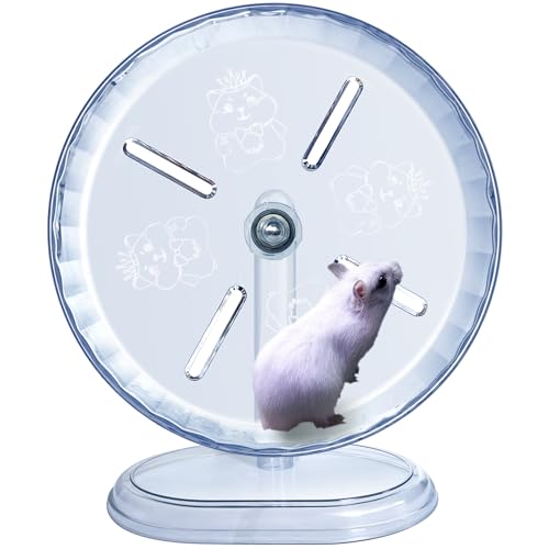 lazYYzal Leises Hamsterrad, Super-Silent Hamster Laufräder Zubehör, Leise Laufräder, Verstellbarer Ständer für Hamster, Mäuse oder andere Kleintiere (Transparent, φ 9,5 Zoll) von lazYYzal