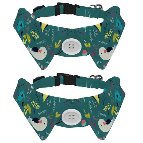 Hundehalsband mit Fliege, verstellbar, formelles Smokinghalsband mit abnehmbarem Hemdkragen, Katzenhalsbänder für kleine Haustiere, Vögel und Blumenmuster von lcndlsoe