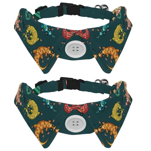 Hundehalsband mit Fliege, verstellbar, formelles Smokinghalsband mit abnehmbarem Hemdkragen, Katzenhalsbänder für kleine Haustiere, bunte Reptilien-Eidechse Hundehalsband mit Fliege, verstellbar, formelles Smokinghalsband mit abnehmbarem Hemdkragen, Katzenhalsbänder für kleine Haustiere, bunte Reptilien-Eidechse von lcndlsoe