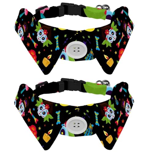 Hundehalsband mit Fliege, verstellbar, formelles Smokinghalsband mit abnehmbarem Hemdkragen, Katzenhalsbänder für kleine Haustiere, bunte mexikanische Zuckerschädel, Tag der Toten Gitarre Hundehalsband mit Fliege, verstellbar, formelles Smokinghalsband mit abnehmbarem Hemdkragen, Katzenhalsbänder für kleine Haustiere, bunte mexikanische Zuckerschädel, Tag der Toten Gitarre von lcndlsoe