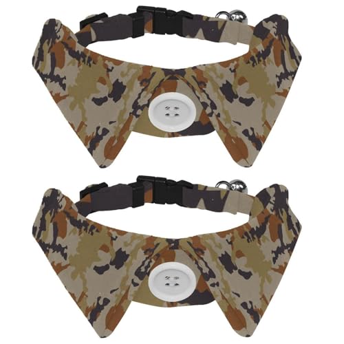 Hundehalsband mit Fliege, verstellbar, formelles Smokinghalsband mit abnehmbarem Hemdkragen, Katzenhalsbänder für kleine Haustiere, buntes Camouflage-Muster von lcndlsoe
