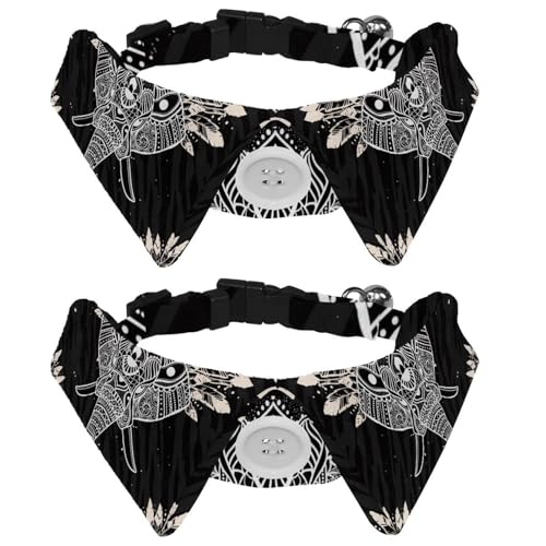 Hundehalsband mit Fliege, verstellbar, formelles Smokinghalsband mit abnehmbarem Hemdkragen, Katzenhalsbänder für kleine Haustiere, indischer Stamm, Elefanten-Farbmuster Hundehalsband mit Fliege, verstellbar, formelles Smokinghalsband mit abnehmbarem Hemdkragen, Katzenhalsbänder für kleine Haustiere, indischer Stamm, Elefanten-Farbmuster von lcndlsoe