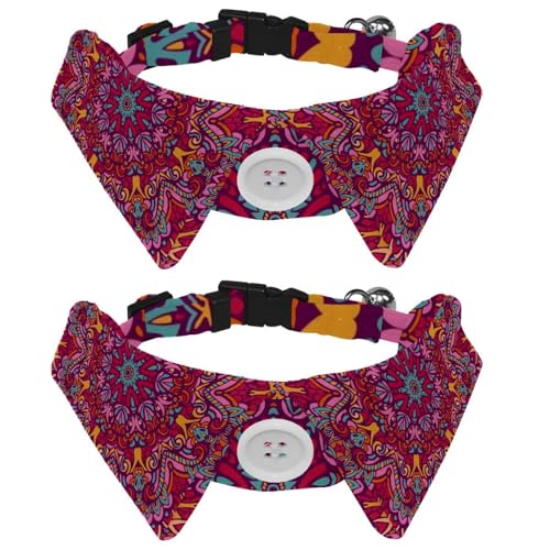 Hundehalsband mit Fliege, verstellbar, formelles Smokinghalsband mit abnehmbarem Hemdkragen, Katzenhalsband für kleine Haustiere, Stammes-, indische, ethnische, buntes Mandala-geometrisches Muster Hundehalsband mit Fliege, verstellbar, formelles Smokinghalsband mit abnehmbarem Hemdkragen, Katzenhalsband für kleine Haustiere, Stammes-, indische, ethnische, buntes Mandala-geometrisches Muster von lcndlsoe