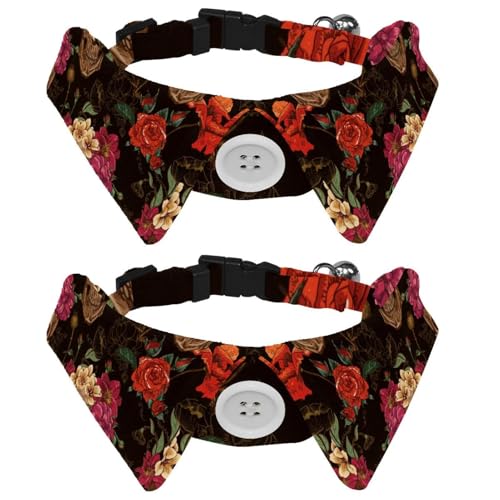 Hundehalsband mit Fliege, verstellbares formelles Smokinghalsband mit abnehmbarem Hemdkragen, Katzenhalsbänder für kleine Haustiere, Blumen-Totenkopf Hundehalsband mit Fliege, verstellbares formelles Smokinghalsband mit abnehmbarem Hemdkragen, Katzenhalsbänder für kleine Haustiere, Blumen-Totenkopf von lcndlsoe
