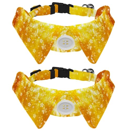 Hundehalsband mit Fliege, verstellbares formelles Smokinghalsband mit abnehmbarem Hemdkragen, Katzenhalsbänder für kleine Haustiere, Kirschblüten-Goldblumen-Muster von lcndlsoe