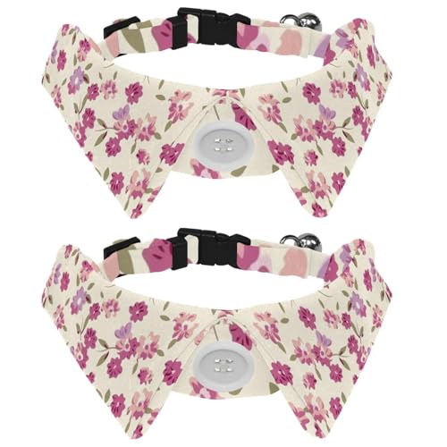Hundehalsband mit Fliege, verstellbares formelles Smokinghalsband mit abnehmbarem Hemdkragen, Katzenhalsbänder für kleine Haustiere, Kunst rosa Blumen Hundehalsband mit Fliege, verstellbares formelles Smokinghalsband mit abnehmbarem Hemdkragen, Katzenhalsbänder für kleine Haustiere, Kunst rosa Blumen von lcndlsoe