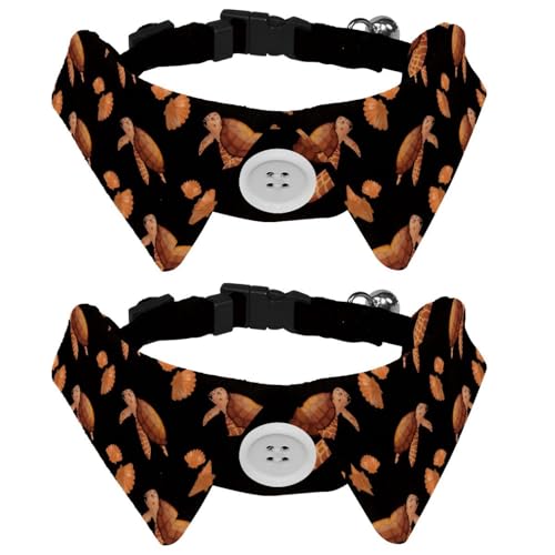 Hundehalsband mit Fliege, verstellbares formelles Smokinghalsband mit abnehmbarem Hemdkragen, Katzenhalsbänder für kleine Haustiere, Meeresschildkröten-Muschelmuster Hundehalsband mit Fliege, verstellbares formelles Smokinghalsband mit abnehmbarem Hemdkragen, Katzenhalsbänder für kleine Haustiere, Meeresschildkröten-Muschelmuster von lcndlsoe
