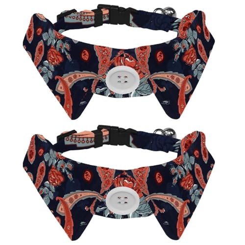 Hundehalsband mit Fliege, verstellbares formelles Smokinghalsband mit abnehmbarem Hemdkragen, Katzenhalsbänder für kleine Haustiere, Paisleymuster und Rosen Blumen Hundehalsband mit Fliege, verstellbares formelles Smokinghalsband mit abnehmbarem Hemdkragen, Katzenhalsbänder für kleine Haustiere, Paisleymuster und Rosen Blumen von lcndlsoe