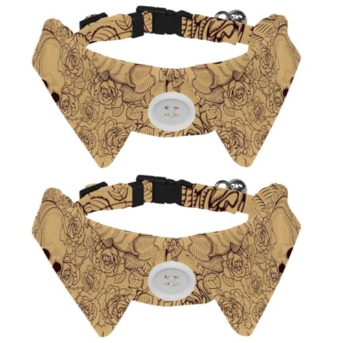 Hundehalsband mit Fliege, verstellbares formelles Smokinghalsband mit abnehmbarem Hemdkragen, Katzenhalsbänder für kleine Haustiere, Rosenblüten-Schädelmuster Hundehalsband mit Fliege, verstellbares formelles Smokinghalsband mit abnehmbarem Hemdkragen, Katzenhalsbänder für kleine Haustiere, Rosenblüten-Schädelmuster von lcndlsoe