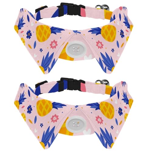 Hundehalsband mit Fliege, verstellbares formelles Smokinghalsband mit abnehmbarem Hemdkragen, Katzenhalsbänder für kleine Haustiere, Sommerananas-Blumen von lcndlsoe