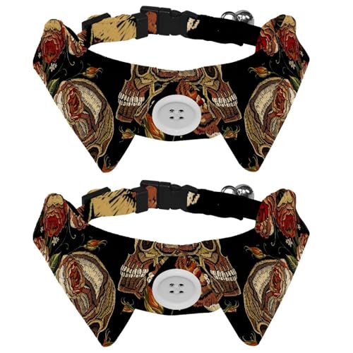 Hundehalsband mit Fliege, verstellbares formelles Smokinghalsband mit abnehmbarem Hemdkragen, Katzenhalsbänder für kleine Haustiere, Totenkopf-Rosen, Blumen Hundehalsband mit Fliege, verstellbares formelles Smokinghalsband mit abnehmbarem Hemdkragen, Katzenhalsbänder für kleine Haustiere, Totenkopf-Rosen, Blumen von lcndlsoe