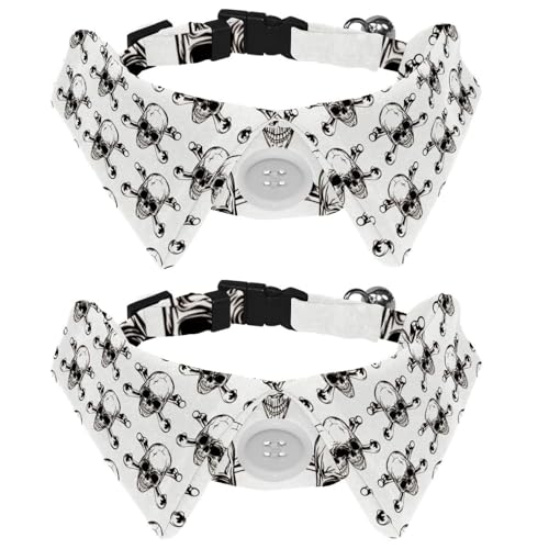 Hundehalsband mit Fliege, verstellbares formelles Smokinghalsband mit abnehmbarem Hemdkragen, Katzenhalsbänder für kleine Haustiere, Totenkopf-gekreuzte Knochenmuster Hundehalsband mit Fliege, verstellbares formelles Smokinghalsband mit abnehmbarem Hemdkragen, Katzenhalsbänder für kleine Haustiere, Totenkopf-gekreuzte Knochenmuster von lcndlsoe