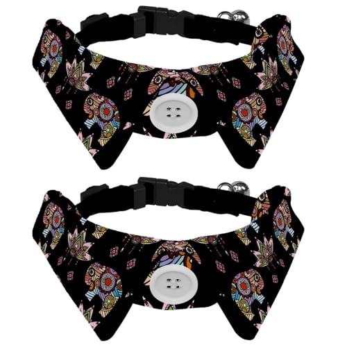 Hundehalsband mit Fliege, verstellbares formelles Smokinghalsband mit abnehmbarem Hemdkragen, Katzenhalsbänder für kleine Haustiere, Vintage-Lotus, ethnischer Elefant Hundehalsband mit Fliege, verstellbares formelles Smokinghalsband mit abnehmbarem Hemdkragen, Katzenhalsbänder für kleine Haustiere, Vintage-Lotus, ethnischer Elefant von lcndlsoe