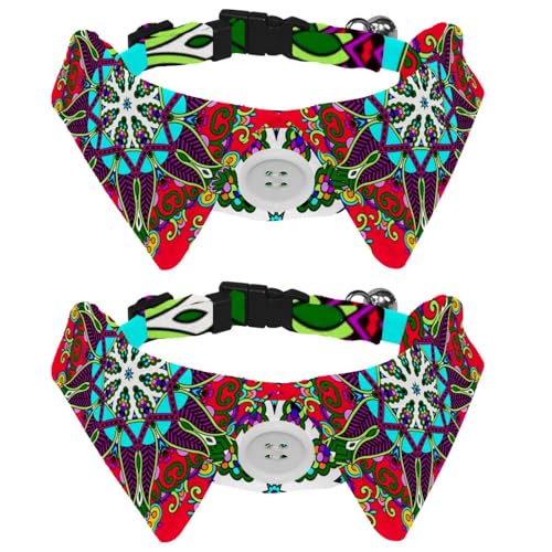 Hundehalsband mit Fliege, verstellbares formelles Smokinghalsband mit abnehmbarem Hemdkragen, Katzenhalsbänder für kleine Haustiere, Vintage-Stammeskreis, Mandala-Blumenmuster von lcndlsoe
