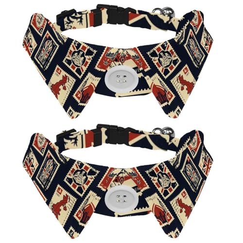 Hundehalsband mit Fliege, verstellbares formelles Smokinghalsband mit abnehmbarem Hemdkragen, Katzenhalsbänder für kleine Haustiere, britische und Londoner Briefmarkenmuster von lcndlsoe