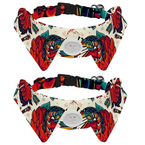 Hundehalsband mit Fliege, verstellbares formelles Smokinghalsband mit abnehmbarem Hemdkragen, Katzenhalsbänder für kleine Haustiere, bunte Hahn-Tigerrose Hundehalsband mit Fliege, verstellbares formelles Smokinghalsband mit abnehmbarem Hemdkragen, Katzenhalsbänder für kleine Haustiere, bunte Hahn-Tigerrose von lcndlsoe