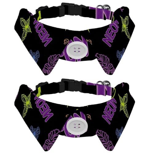 Hundehalsband mit Fliege, verstellbares formelles Smokinghalsband mit abnehmbarem Hemdkragen, Katzenhalsbänder für kleine Haustiere, buntes Schmetterlings-Neonmuster Hundehalsband mit Fliege, verstellbares formelles Smokinghalsband mit abnehmbarem Hemdkragen, Katzenhalsbänder für kleine Haustiere, buntes Schmetterlings-Neonmuster von lcndlsoe