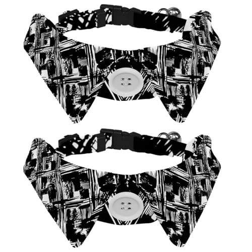 Hundehalsband mit Fliege, verstellbares formelles Smokinghalsband mit abnehmbarem Hemdkragen, Katzenhalsbänder für kleine Haustiere, coole Geometrie, schwarz-weißes Muster Hundehalsband mit Fliege, verstellbares formelles Smokinghalsband mit abnehmbarem Hemdkragen, Katzenhalsbänder für kleine Haustiere, coole Geometrie, schwarz-weißes Muster von lcndlsoe