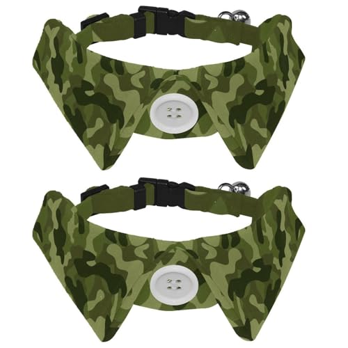Hundehalsband mit Fliege, verstellbares formelles Smokinghalsband mit abnehmbarem Hemdkragen, Katzenhalsbänder für kleine Haustiere, einzigartiges Camouflage-Grün Hundehalsband mit Fliege, verstellbares formelles Smokinghalsband mit abnehmbarem Hemdkragen, Katzenhalsbänder für kleine Haustiere, einzigartiges Camouflage-Grün von lcndlsoe