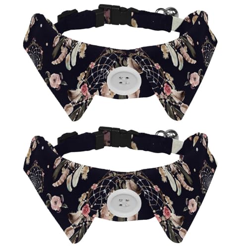 Hundehalsband mit Fliege, verstellbares formelles Smokinghalsband mit abnehmbarem Hemdkragen, Katzenhalsbänder für kleine Haustiere, ethnische Traumfänger und Blumen Hundehalsband mit Fliege, verstellbares formelles Smokinghalsband mit abnehmbarem Hemdkragen, Katzenhalsbänder für kleine Haustiere, ethnische Traumfänger und Blumen von lcndlsoe