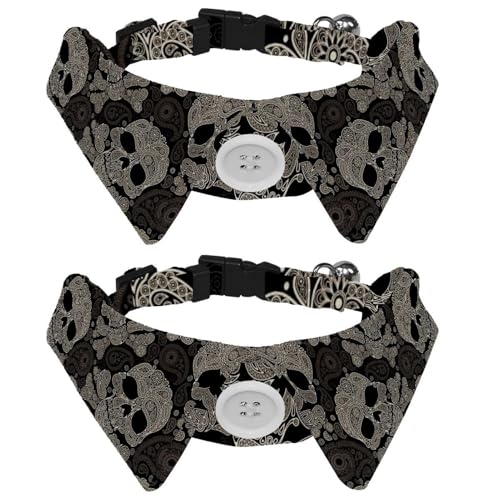 Hundehalsband mit Fliege, verstellbares formelles Smokinghalsband mit abnehmbarem Hemdkragen, Katzenhalsbänder für kleine Haustiere, gekreuzte Knochen, Totenkopfmuster Hundehalsband mit Fliege, verstellbares formelles Smokinghalsband mit abnehmbarem Hemdkragen, Katzenhalsbänder für kleine Haustiere, gekreuzte Knochen, Totenkopfmuster von lcndlsoe