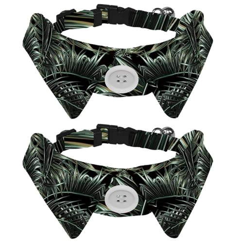 Hundehalsband mit Fliege, verstellbares formelles Smokinghalsband mit abnehmbarem Hemdkragen, Katzenhalsbänder für kleine Haustiere, grün-schwarze Palmenblätter Hundehalsband mit Fliege, verstellbares formelles Smokinghalsband mit abnehmbarem Hemdkragen, Katzenhalsbänder für kleine Haustiere, grün-schwarze Palmenblätter von lcndlsoe