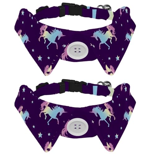 Hundehalsband mit Fliege, verstellbares formelles Smokinghalsband mit abnehmbarem Hemdkragen, Katzenhalsbänder für kleine Haustiere, magisches Einhorn-Silhouette, Sternmuster Hundehalsband mit Fliege, verstellbares formelles Smokinghalsband mit abnehmbarem Hemdkragen, Katzenhalsbänder für kleine Haustiere, magisches Einhorn-Silhouette, Sternmuster von lcndlsoe