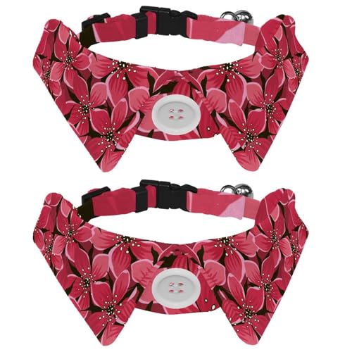Hundehalsband mit Fliege, verstellbares formelles Smokinghalsband mit abnehmbarem Hemdkragen, Katzenhalsbänder für kleine Haustiere, rotes Blumenmuster Hundehalsband mit Fliege, verstellbares formelles Smokinghalsband mit abnehmbarem Hemdkragen, Katzenhalsbänder für kleine Haustiere, rotes Blumenmuster von lcndlsoe