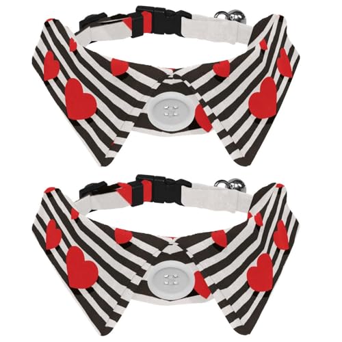 Hundehalsband mit Fliege, verstellbares formelles Smokinghalsband mit abnehmbarem Hemdkragen, Katzenhalsbänder für kleine Haustiere, rotes Liebesherz, graue Streifen Hundehalsband mit Fliege, verstellbares formelles Smokinghalsband mit abnehmbarem Hemdkragen, Katzenhalsbänder für kleine Haustiere, rotes Liebesherz, graue Streifen von lcndlsoe