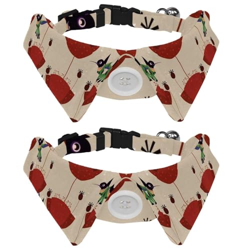 Hundehalsband mit Fliege, verstellbares formelles Smokinghalsband mit abnehmbarem Hemdkragen, Katzenhalsbänder für kleine Haustiere, rotes Mohnblumenkolibri-Muster Hundehalsband mit Fliege, verstellbares formelles Smokinghalsband mit abnehmbarem Hemdkragen, Katzenhalsbänder für kleine Haustiere, rotes Mohnblumenkolibri-Muster von lcndlsoe