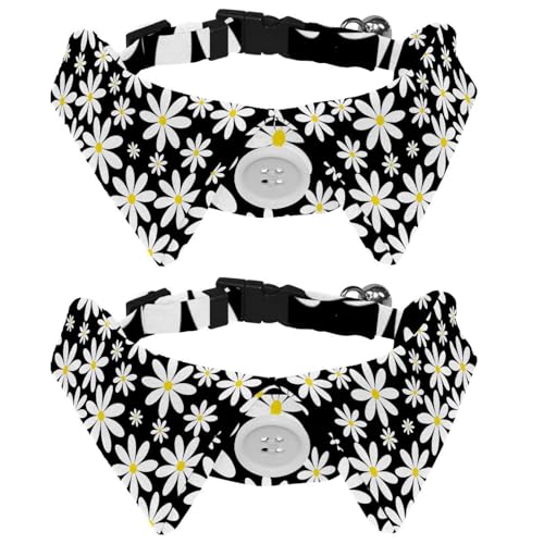 Hundehalsband mit Fliege, verstellbares formelles Smokinghalsband mit abnehmbarem Hemdkragen, Katzenhalsbänder für kleine Haustiere, schöne Blumen, Gänseblümchen, Blumenmuster von lcndlsoe