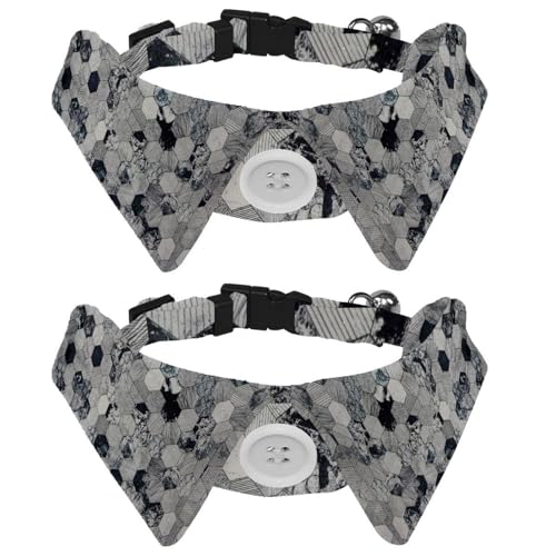 Hundehalsband mit Fliege, verstellbares formelles Smokinghalsband mit abnehmbarem Hemdkragen, Katzenhalsbänder für kleine Haustiere, sechseckiges Geometriemuster Hundehalsband mit Fliege, verstellbares formelles Smokinghalsband mit abnehmbarem Hemdkragen, Katzenhalsbänder für kleine Haustiere, sechseckiges Geometriemuster von lcndlsoe