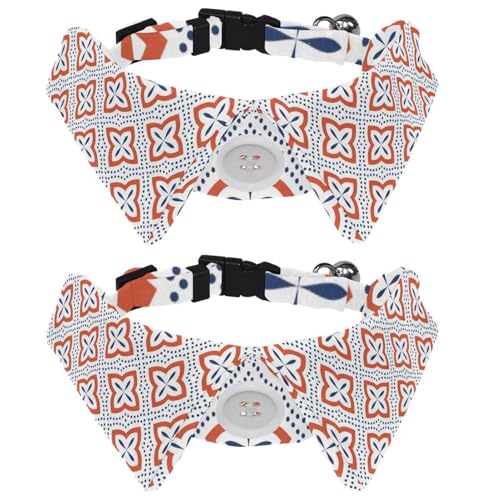 Hundehalsband mit Fliege, verstellbares formelles Smokinghalsband mit abnehmbarem Hemdkragen, Katzenhalsbänder für kleine Haustiere, traditionelles ethnisches arabisches indisches Muster in Blau und von lcndlsoe