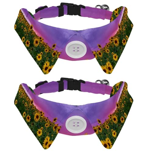 Hundehalsband mit Fliege, verstellbares formelles Smokinghalsband mit abnehmbarem Hemdkragen, Katzenhalsbänder für kleine Haustiere, violetter Himmel, Sonnenblume Hundehalsband mit Fliege, verstellbares formelles Smokinghalsband mit abnehmbarem Hemdkragen, Katzenhalsbänder für kleine Haustiere, violetter Himmel, Sonnenblume von lcndlsoe