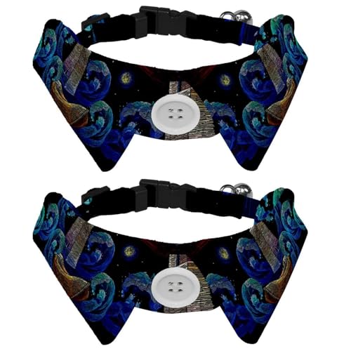 Hundehalsband mit Fliege und Glocke, Leuchtturm, Boot, Meereswellen, verstellbares Revers-Design, Katzen-Fliege, Halsband für kleine Haustiere, 2 Stück Hundehalsband mit Fliege und Glocke, Leuchtturm, Boot, Meereswellen, verstellbares Revers-Design, Katzen-Fliege, Halsband für kleine Haustiere, 2 Stück von lcndlsoe